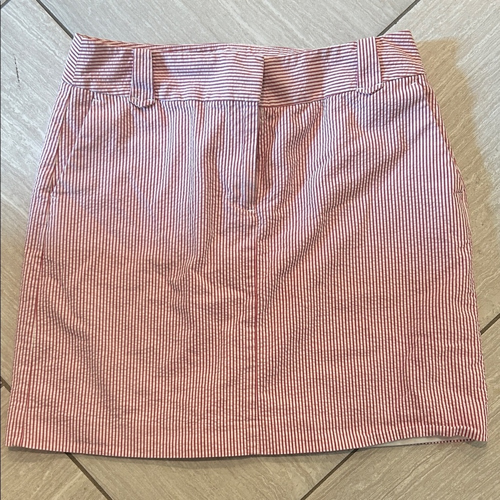 LOFT Striped Mini pencil seersucker Skirt in Red and White